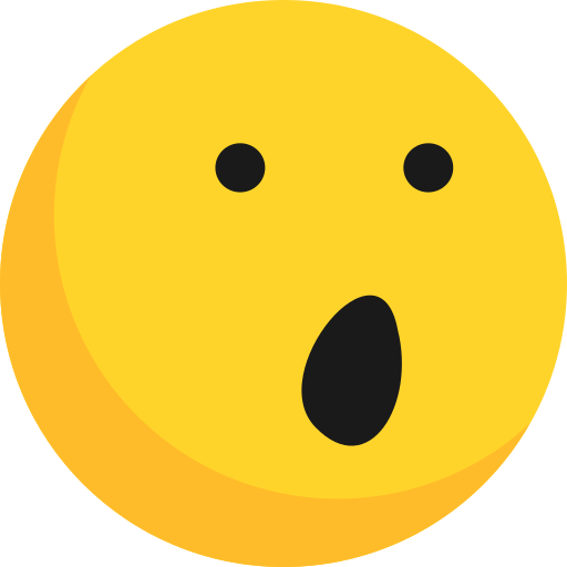 La imagen muestra un emoji con ojos y boca abiertos