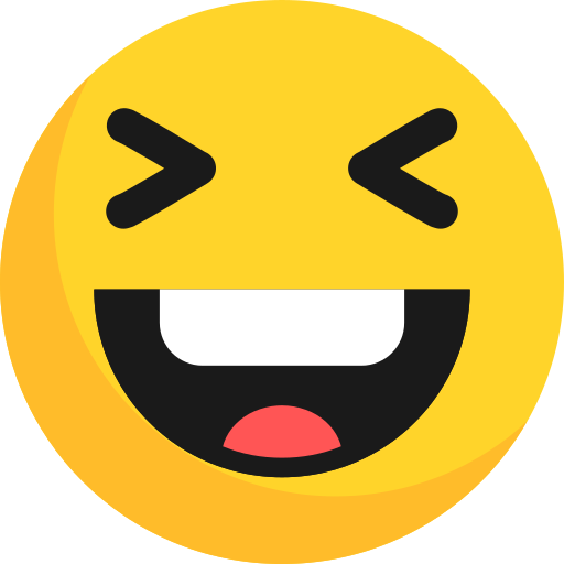 La imagen muestra un emoji con los ojos cerrados y la boca bien abierta