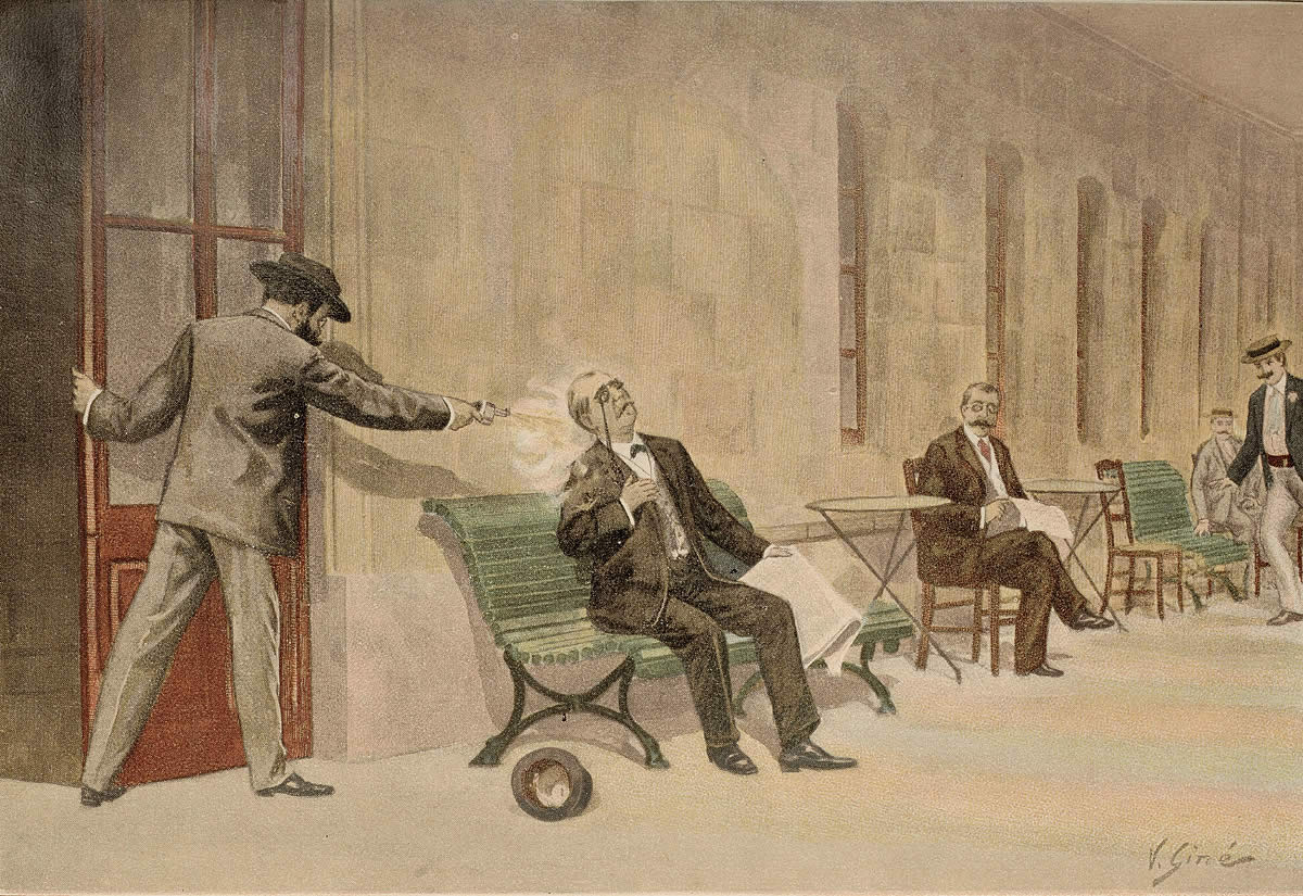 Dibujo del asesinato de Cánovas del Castillo.