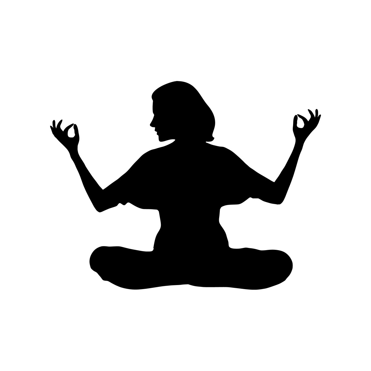 La imagen muestra la silueta de una mujer practicando yoga.