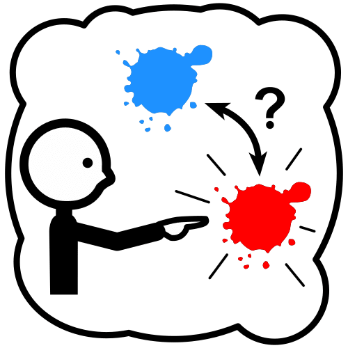 Un individuo debe elegir entre los colores azul y rojo.