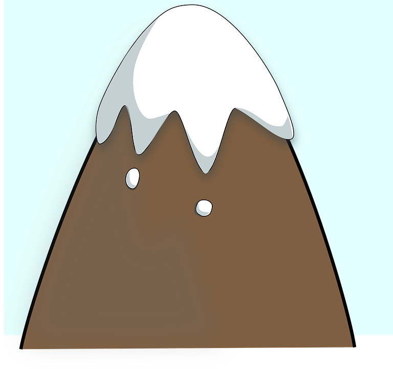La imagen muestra una montaña nevada.