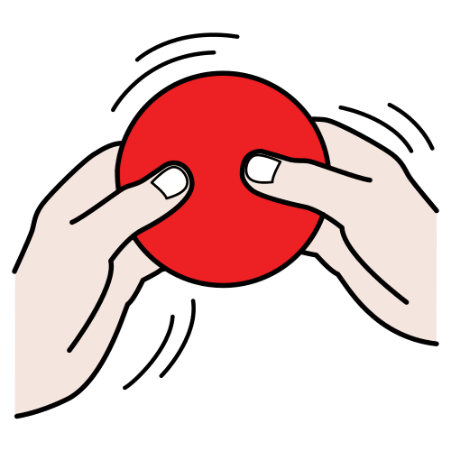 La imagen muestra unas manos manipulando un objeto rojo.