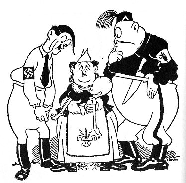 Caricatura de Hitler, Franco y Mussolini