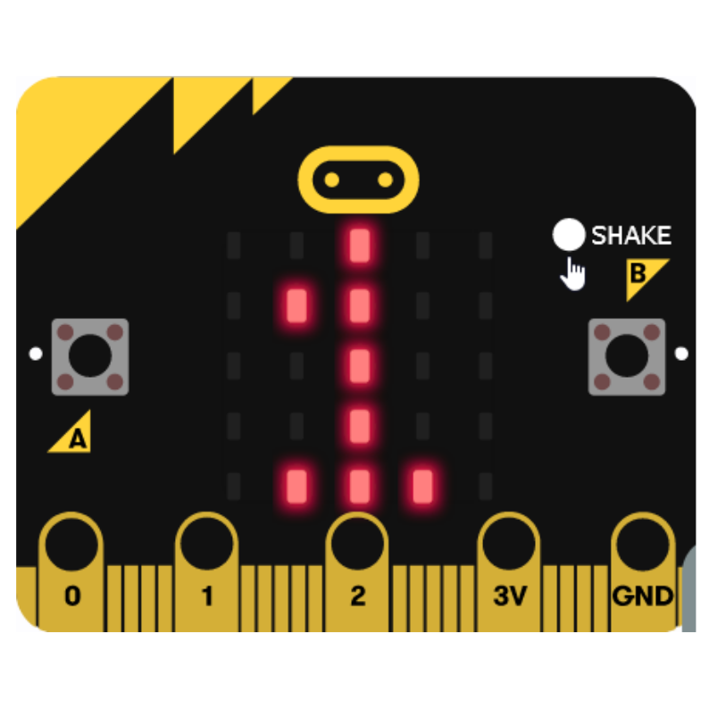 Imagen de la placa microbit que muestra la opción SHAKE.