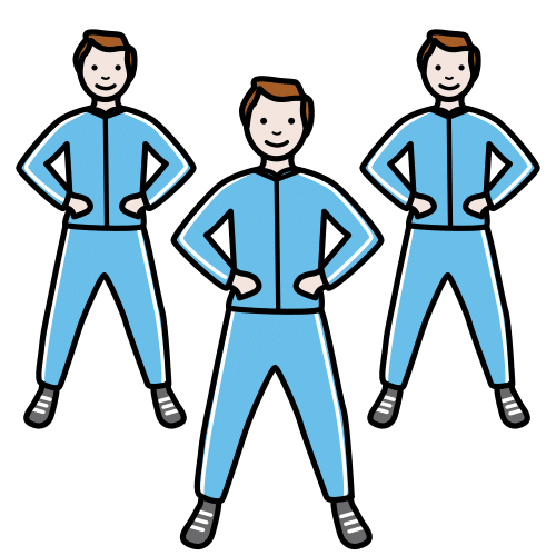 Imagen de 3 hombres vestidos con ropa de deporte practicando deporte.