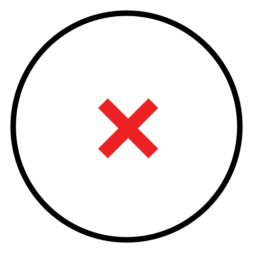 Imagen de un círcilo con un aspa rojo en el centro.