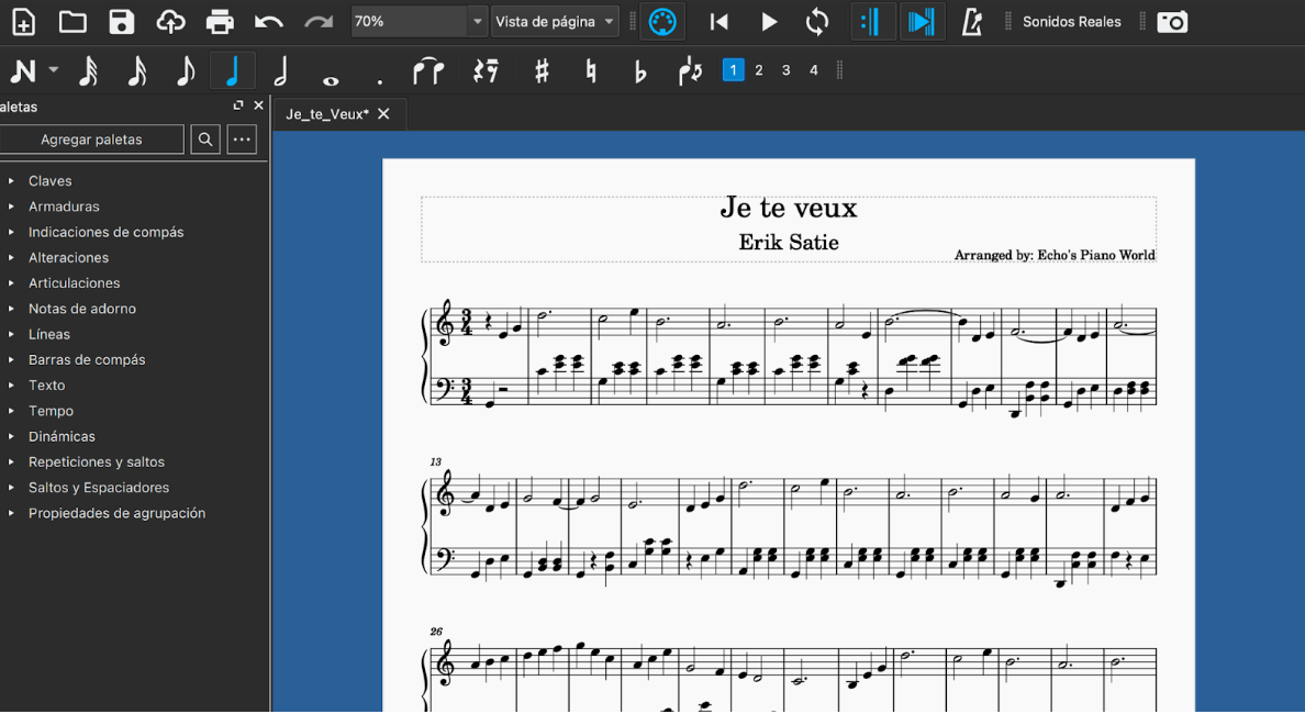 Musescore. Imagen del programa Musescore.