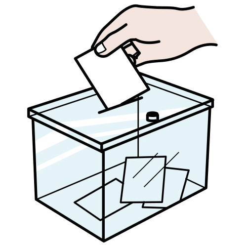 pictograma con una persona depositando su voto en una urna