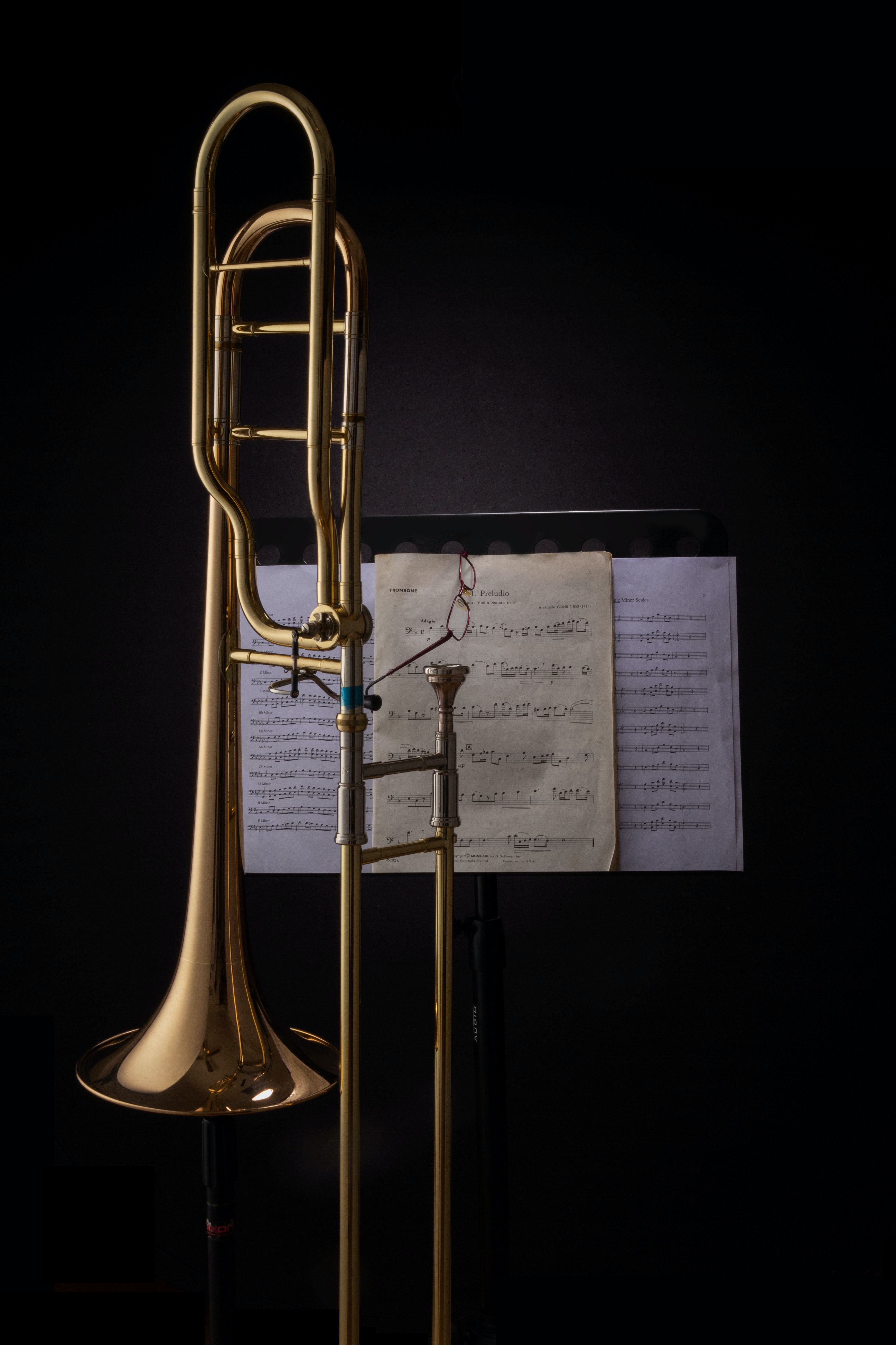 La imagen muestra un instrumento musical llamado trombón.