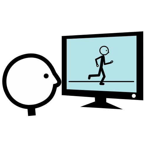 La imagen muestra un pictograma de muñeco viendo un vídeo