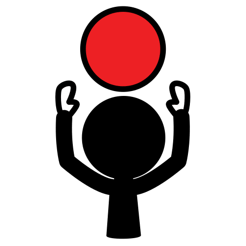 Imagen de una persona con los brazos en alto intentando coger una bola roja.