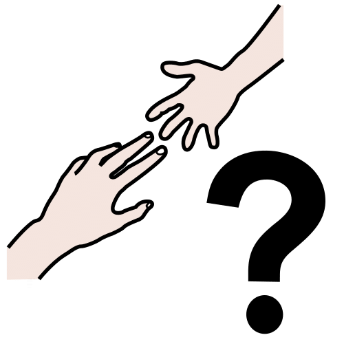 La imagen muestra dos manos estiradas intentando tocarse y, a la derecha de ellas, un gran signo de interrogación.