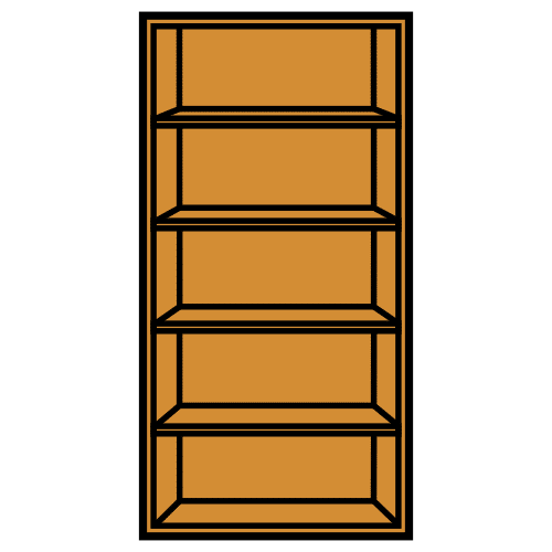La imagen muestra un mueble de madera con cuatro baldas o tablas horizontales para colocar cosas.