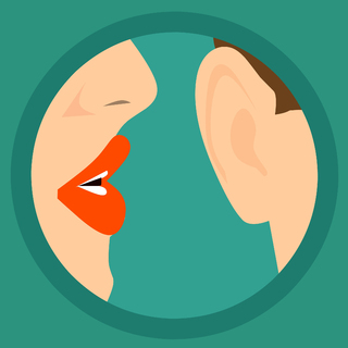 La imagen muestra una boca hablando dirigida hacia una oreja que oye.
