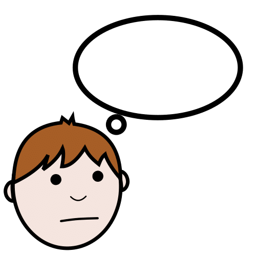 La imagen muestra la cabeza de un chico con un bocadillo de pensamiento encima de la cabeza sin ningún contenido en su interior.