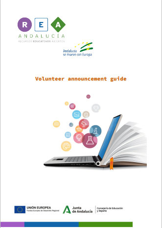 La imagen muestra la portada del recurso Volunteer announcement guide