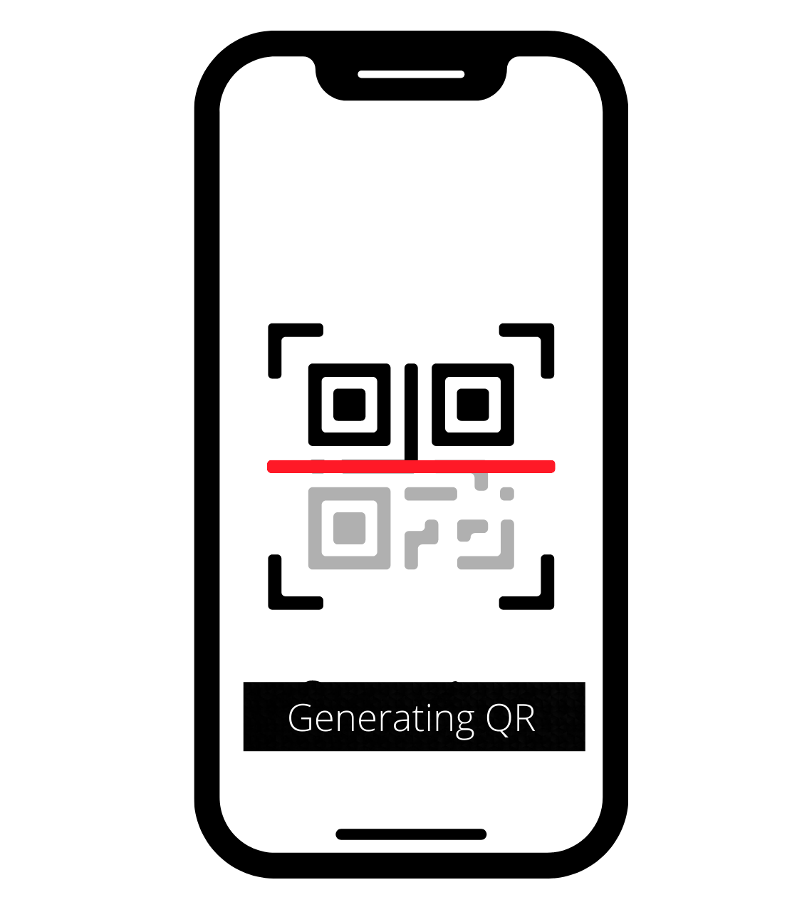 En la imagen se ve la pantalla de un móvil, en la que se puede observar el proceso de generación de un código QR