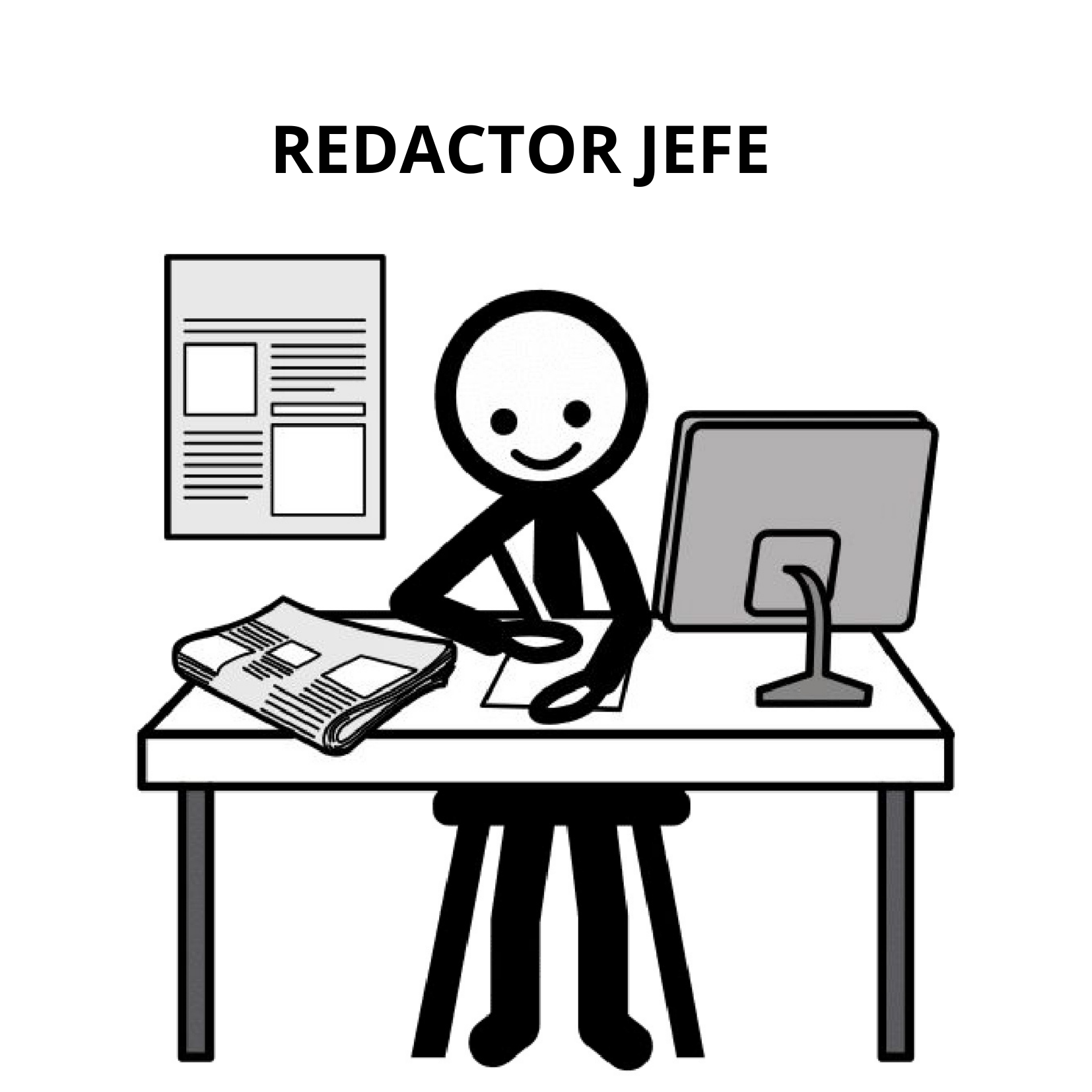 Redactor jefe. Periodista trabajando en su escritorio con un ordenador.