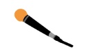 Micrófono de mano con el cabezal naranja.