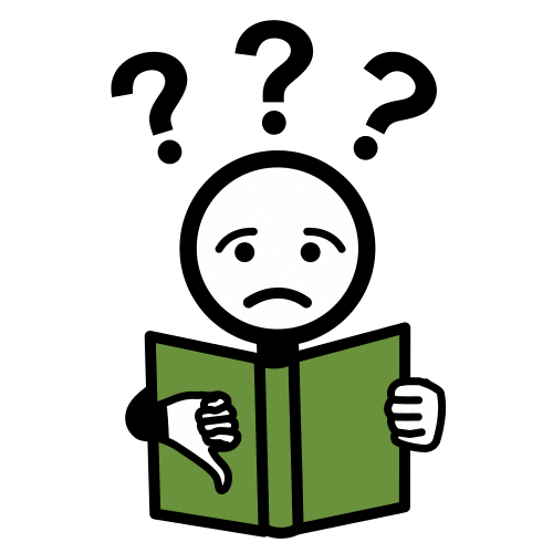 Esta imagen muestra una persona con un libro y su dedo índice hacia abajo