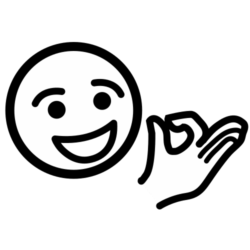 Esta imagen muestra una cara feliz y una mano con el dedo pulgar e índice formando un círculo.