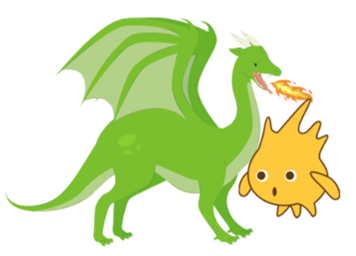 Imagen de un personaje de Scratch colisionando con otro: Dragón con Gobo.