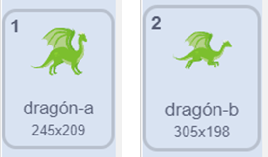 Se muestra la imagen de dos disfraces del objeto dragón