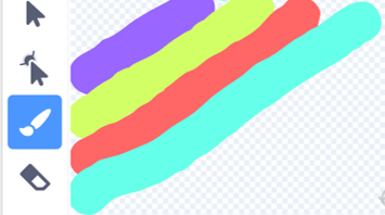 Imagen líneas de colores realizadas en la opción de pintar en el editor gráfico de Scratch.