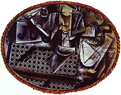 Naturaleza muerta con silla de rejilla de Pablo picasso.