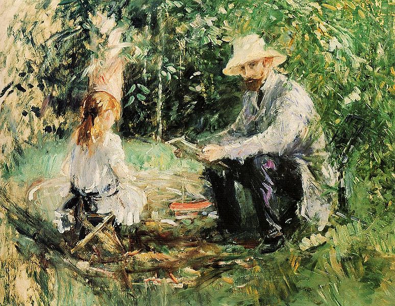 El pintor Eugene Manet y su hija