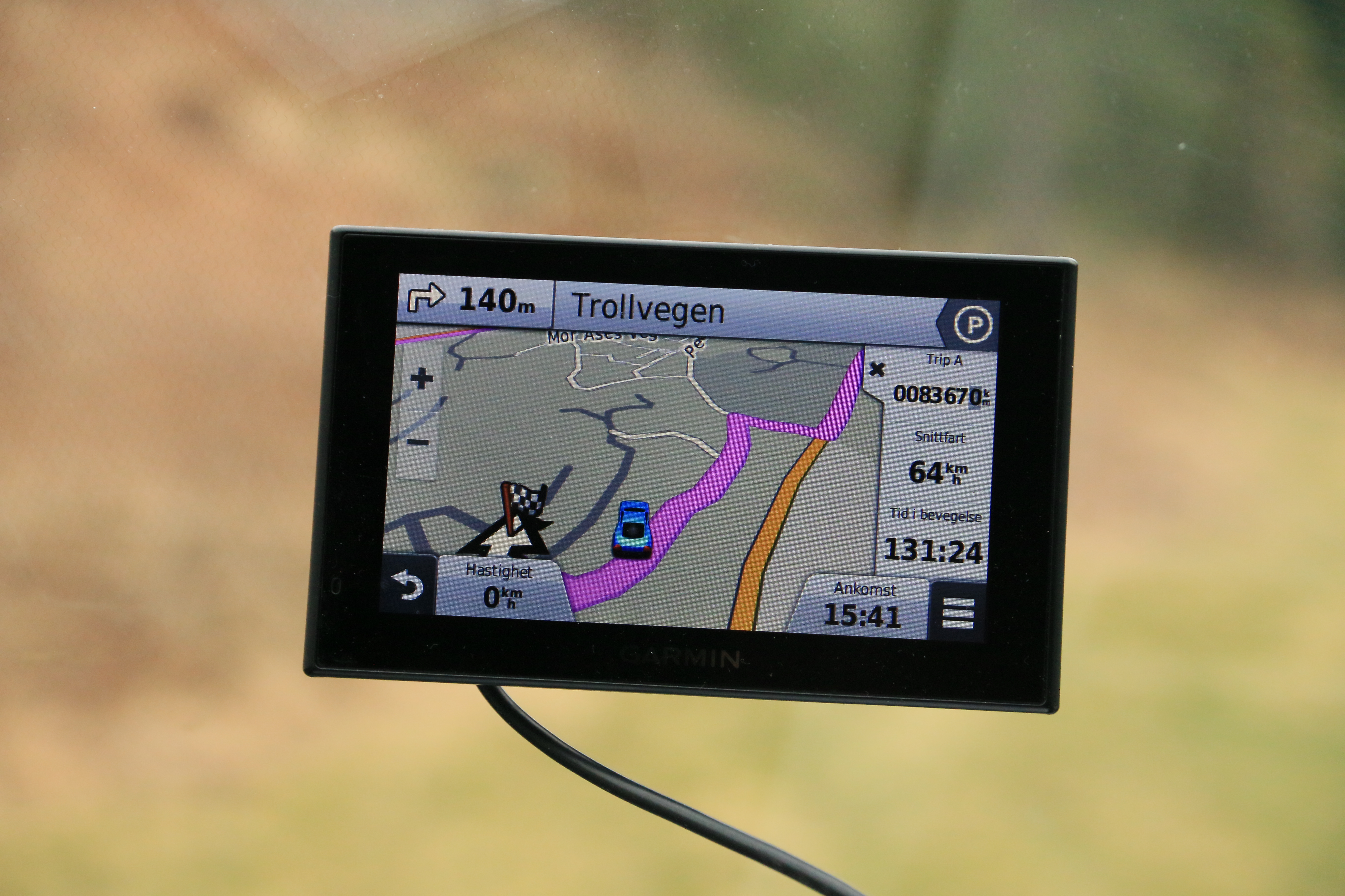 Imagen real de un GPS con una ruta programada.