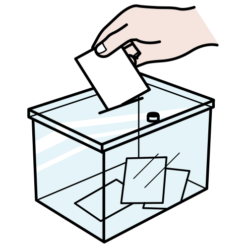 Imagen de una mano introduciendo un voto dentro de una urna