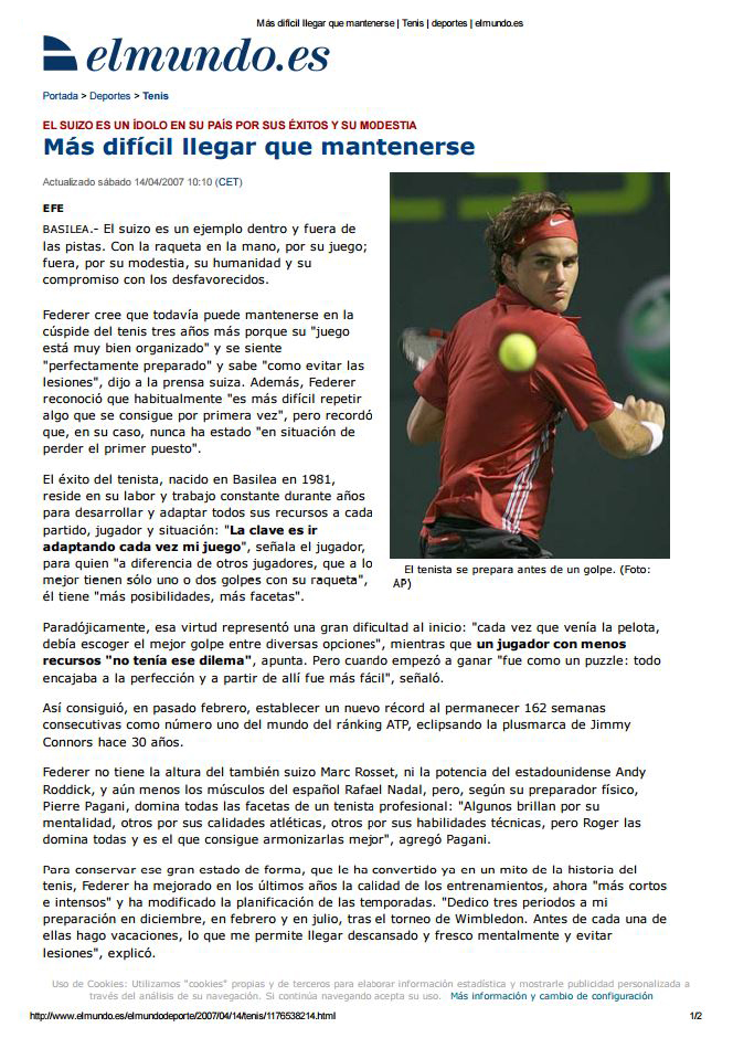 Entrevista a Roger Federer Entrevista a Roger Federer