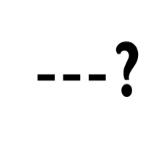 Entre dos signos de interrogación hay unas rayas horizontales discontínuas.