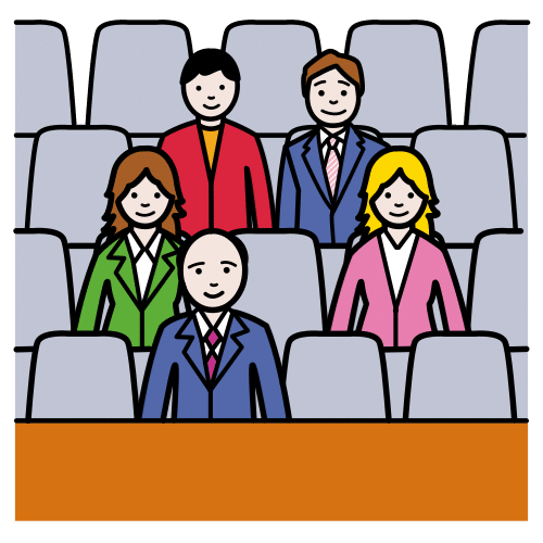 Público La imagen muestra a un grupo de personas sentadas observando.