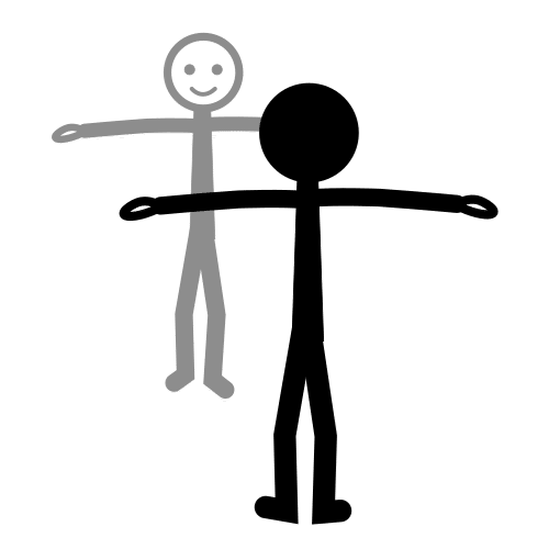 La imagen muestra a una persona con los brazos extendidos y, frente a ella, su misma silueta. 