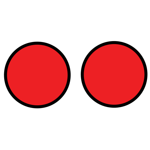 Simetrías La imagen muestra dos círculos de color rojo, uno al lado del otro.