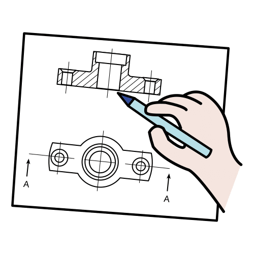 La imagen muestra una acción de diseñar un plano para hacer la maqueta