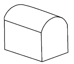 La imagen muestra un modelo de estructura de caseta con techo redondeado