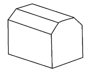 La imagen muestra un modelo de estructura de caseta con techo formado por tres rectángulos
