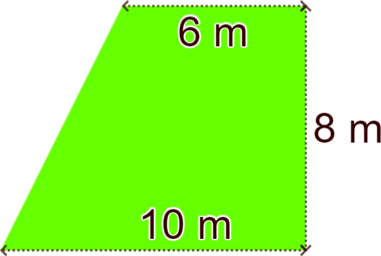 La imagen muestra la parcela de una parcela con forma de trapecio rectángulo de base mayor 10 m, base menor 6 m y altura 8 m.