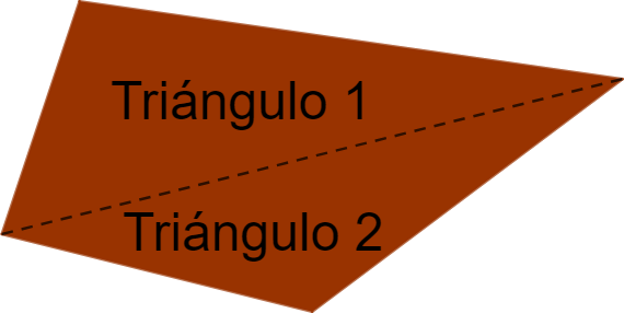 La imagen muestra un trapecio dividido en dos triángulos por una de sus diagonales.