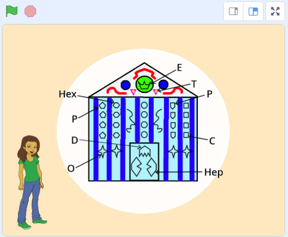 En la imagen aparece una escena del programa Scratch utilizado para trabajar los nombres de los polígonos