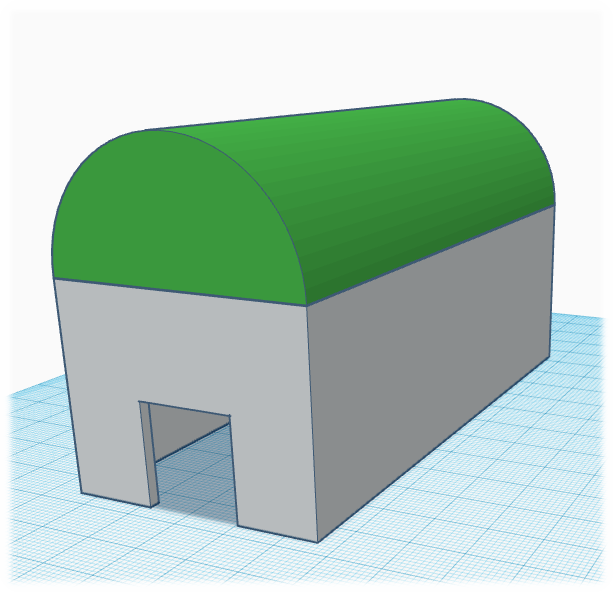 La imagen muestra un modelo en tres dimensiones de la caseta con la parte de arriba circular.