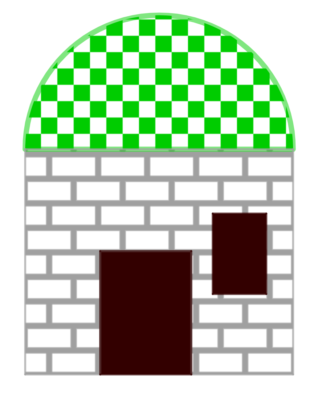 La imagen muestra un dibujo de una caseta con la parte superior del frontal con forma de semicircunferencia