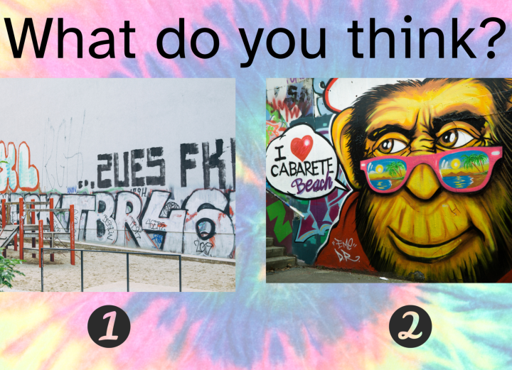 Imagen con dos fotografías de dos graffitis distintos. 