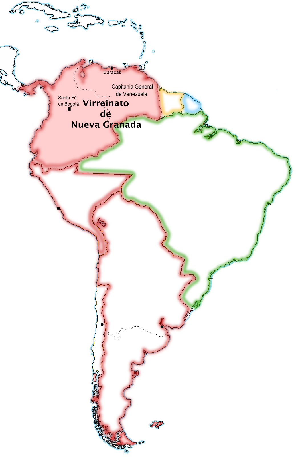 Mapa virreinato de Nueva Granada