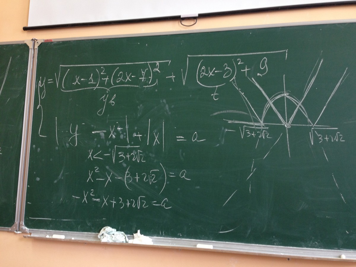 La imagen muestra una pizarra con una ecuación escrita