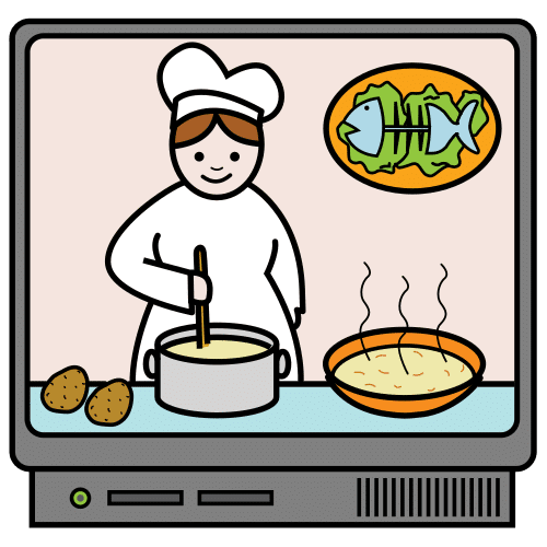 La imagen muestra una pantalla con un programa de cocina.